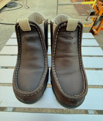 Helly Hansen Men s Brown Leather Slip-On Ankle Boots Moc Toe  US 7.5