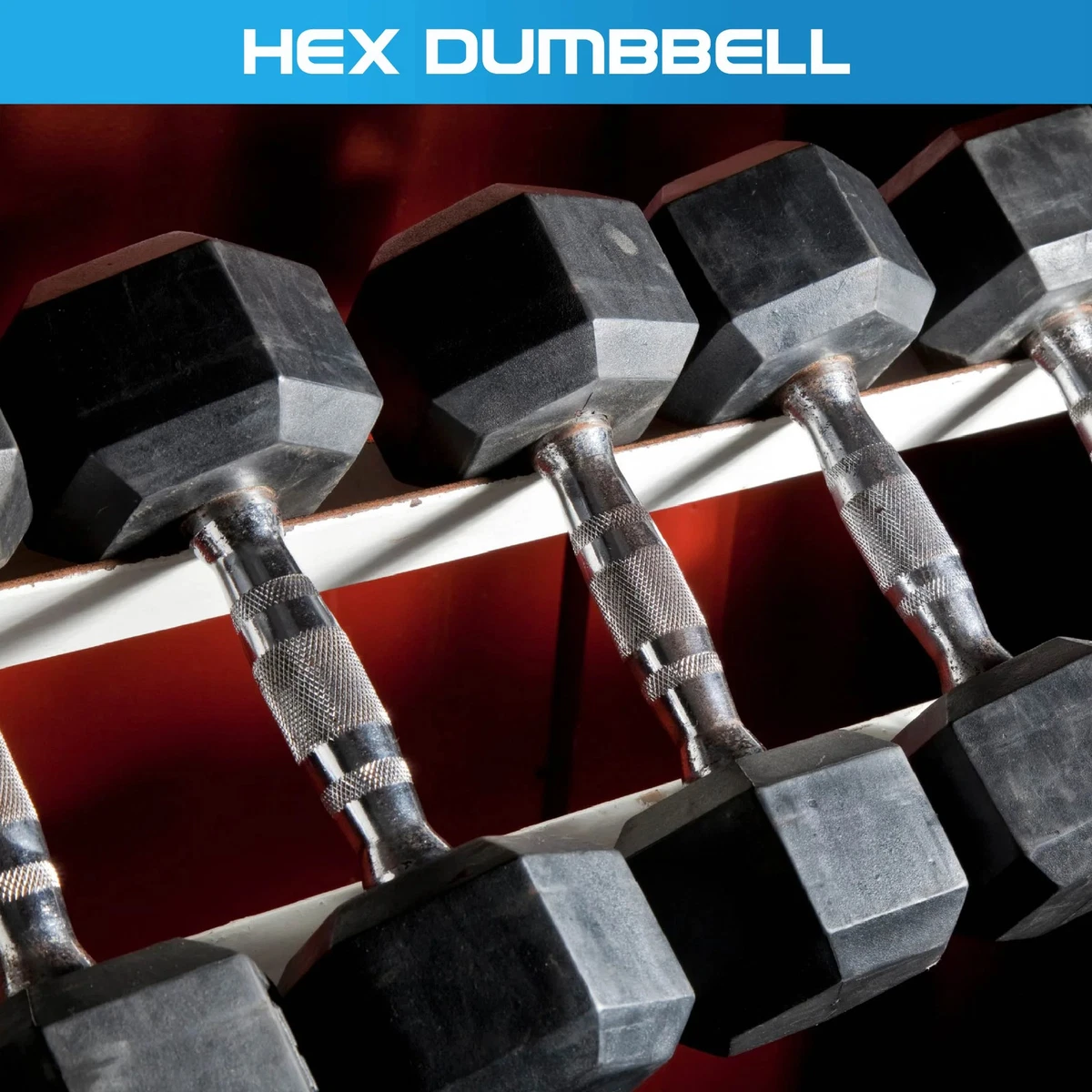 Rubber Hex Dumbbell (2.5kg-50kg/ 2.5kg increments)