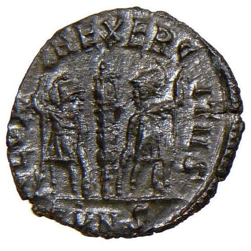 Constans, son of Constantine the Great. Soldiers, Military Standard. XF-AU Coin - Picture 8 of 10