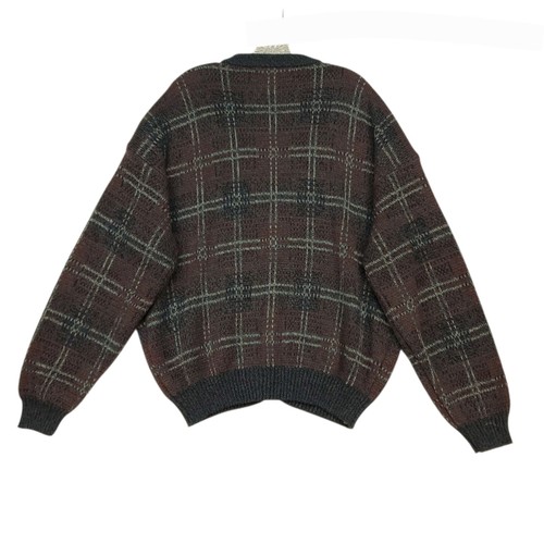 Vintage David Taylor Pullover Herren XL braun kariert Opa Strickjacke Knopfleiste - Bild 2 von 14