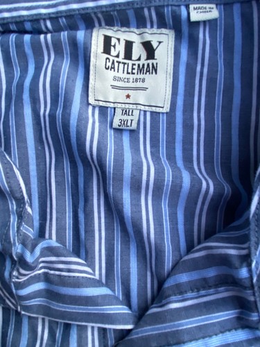 Lote de 2 camisas a presión de perlas Ely Cattleman para hombre 3XL altas manga corta y larga - Imagen 5 de 10