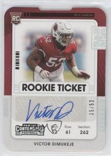 2021 Panini Contenders Rookie Ticket Stub 35/52 Victor Dimukeje #242 Auto yj7