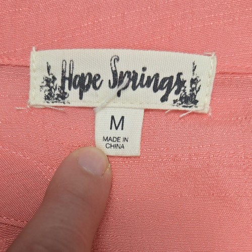 Hope Springs Women Med Blouse Coral 3/4 Sleeve Embroidered Floral Boho Whimsical - Picture 4 of 9