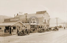 Azalea OR Oregon Hotel Gas Station & P.O. view 1930 RPPC Photo Postcard COPY