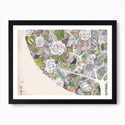Weißer Rosenbaum Kunstdruck gerahmt Wandbild Poster Leinwanddruck Bild