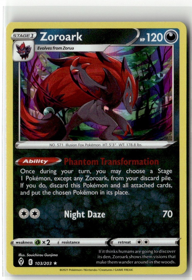 2021 Pokemon Evolving Skies Zoroark Holo #103/203