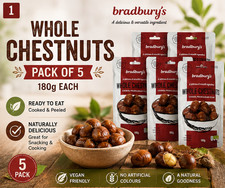 Bradbury's Whole Chestnuts 180g x5 Ready to Eat Cooked Peeled Healthy Snack