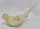 Fenton Custard Satin Glass Hand Painted Daisies Bird Of Happiness