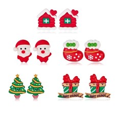 5 Pair Christmas Stud Earrings Set Holiday Earrings Christmas Earrings for Women