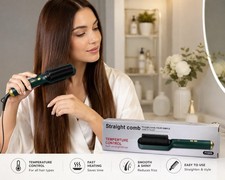 Hair Straightener Comb Brush Temperature Control Heated Straightening Comb FH909