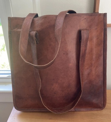 Vintage Sattelbraune Ledertasche 14” mit 13” Schulterriemen - Bild 24 von 24