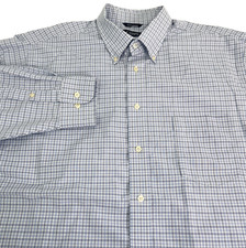 Chaps Non Iron Dress Shirt 18 34/35 Plaid Classic Fit Long Sleeve Button Down
