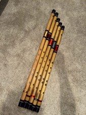 Indian Bamboo Flute - Left Hand - 5 Bass Flute Set - C,C ,D,D  E