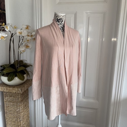 Calvin Klein Strickjacke Lang Rose Rosa Cardigan Rayon Wildleder Lederimitat - Bild 9 von 15