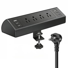 Desk Clamp Power Strip 4 PD 20W USBC Ports 4 AC Outlets 6.5 FT Cord 1875W