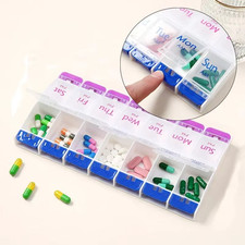 7 Day Pill Organizer AM PM Weekly Medicine Box Case Easy Open Daily Pill Holder