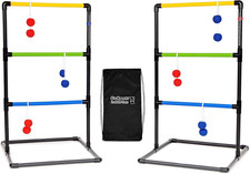 Ladder Toss Indoor  Outdoor Game Set with 6 Soft Rubber Bolo Balls and Travel C