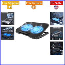 Black Adjustable Laptop Cooler Pad for 12-15.6" Laptops with Dual Fans and US...