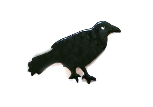 Corbeau Émail Broche Épingle Bouton Miniblings Animal Oiseaux Émaillé Noir - Photo 1 sur 5