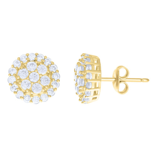 10k 10kt Yellow Gold Womens Cubic-Zirconia Fashion Stud Earrings