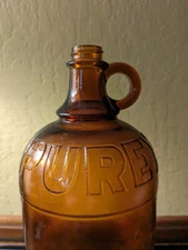 Vintage Purex Bleach Bottle, Large Mid-Century Amber Glass Bottle