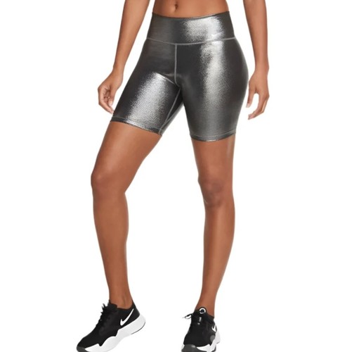 Nike Damengröße S One Icon Clash mittelhohe Trainingsshorts 7" silbermetallic