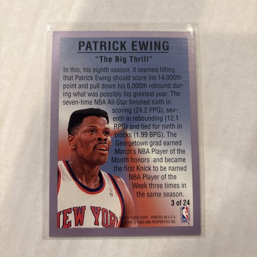 PATRICK EWING 1993-94 FLEER ALL STAR #3 KNICKS HOFer - Picture 2 of 2