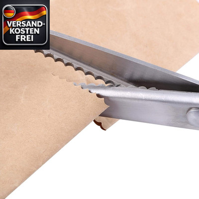 Edelstahlschere Stoff Zackenschere rund/dreieckig 3-7 mm, 23 cm, professionell