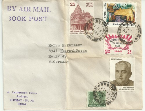 Ganzsache Oberschönegg Ehrmann Indien Bombay Briefumschlag