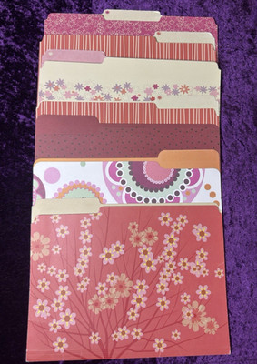 Vtg Retro File Folders Polka Dot Stripe MCM Floral Colorful Office Organizer