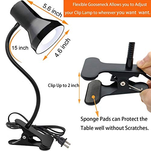 Desk Lamp Eye-Caring Table Lamps, 360°Rotation Gooseneck Clip on Lamp, Medium - 第 4/7 張圖片