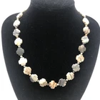 Natural Stone Jasper Notched-Circle Bead Necklace, .925 Silver Clasp, 19.5"