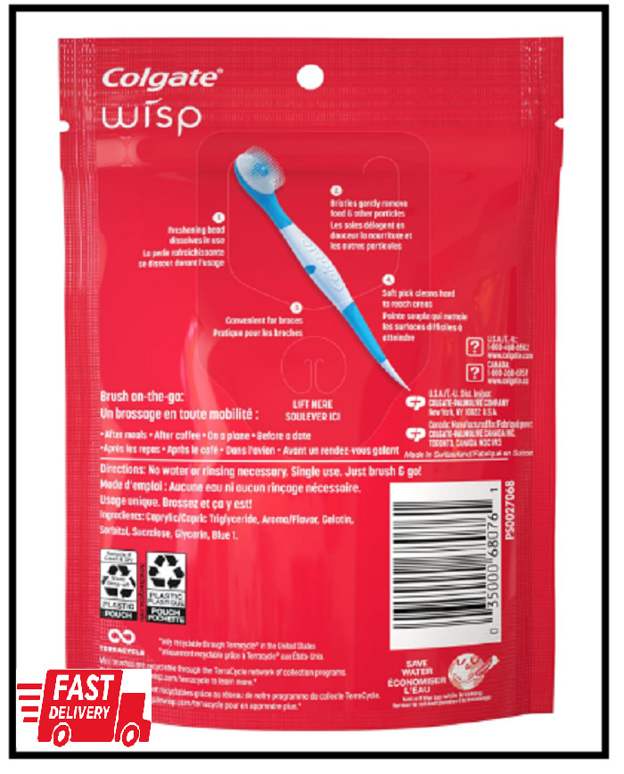 4-Pack Colgate Max Fresh Wisp Disposable Travel Toothbrushes, Peppermint - 24ct