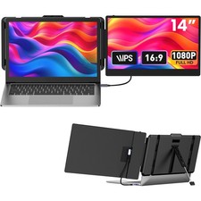 Laptop Screen Extender 14-inch, 1080P FHD Portable Monitor, Type-C/HDMI/USB-A...