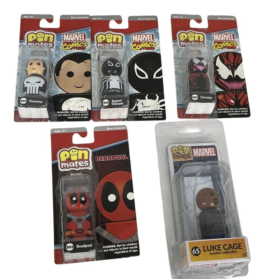 Marvel Pin Mates CARNAGE Luke Cage Deadpool Punisher Venom Madera Coleccionables Foto 4 de 4