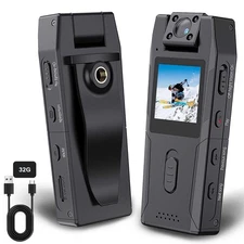 Body Camera with Video and Audio Recording, 32GB SD Card, Portable Sport Cam ...