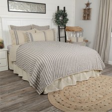 Market Place Blue Stripe Cotton Country Farmhouse Bedding Collection