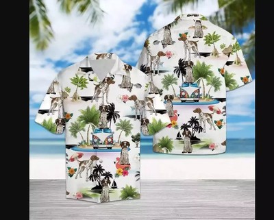 German Shorthaired Pointer Vacation Summer Beach Hawaiian 3D HAWAII SHIRTS