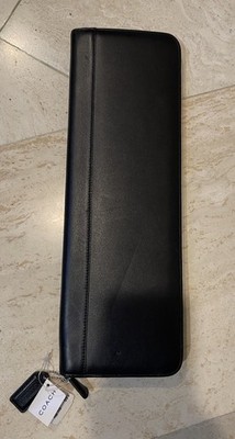 Vintage Coach Black Leather Tie Holder Travel Case Zippered Pouch
