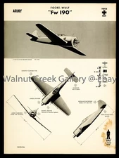 WWII Aircraft ID Poster, Focke-Wulf Fw 190, Art Print on 11x14" 09189