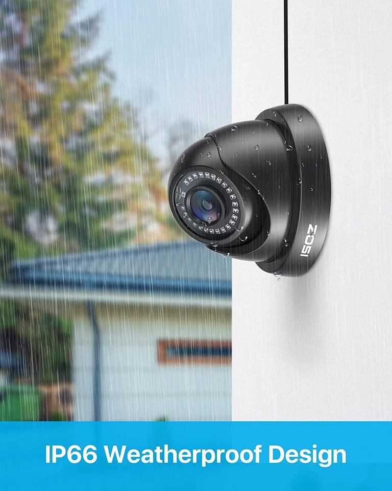 ZOSI 1080P Cámara Exterior Domo 2MP Cámara TVI para Sistema de Vigilancia Negro - Imagen 3 de 4