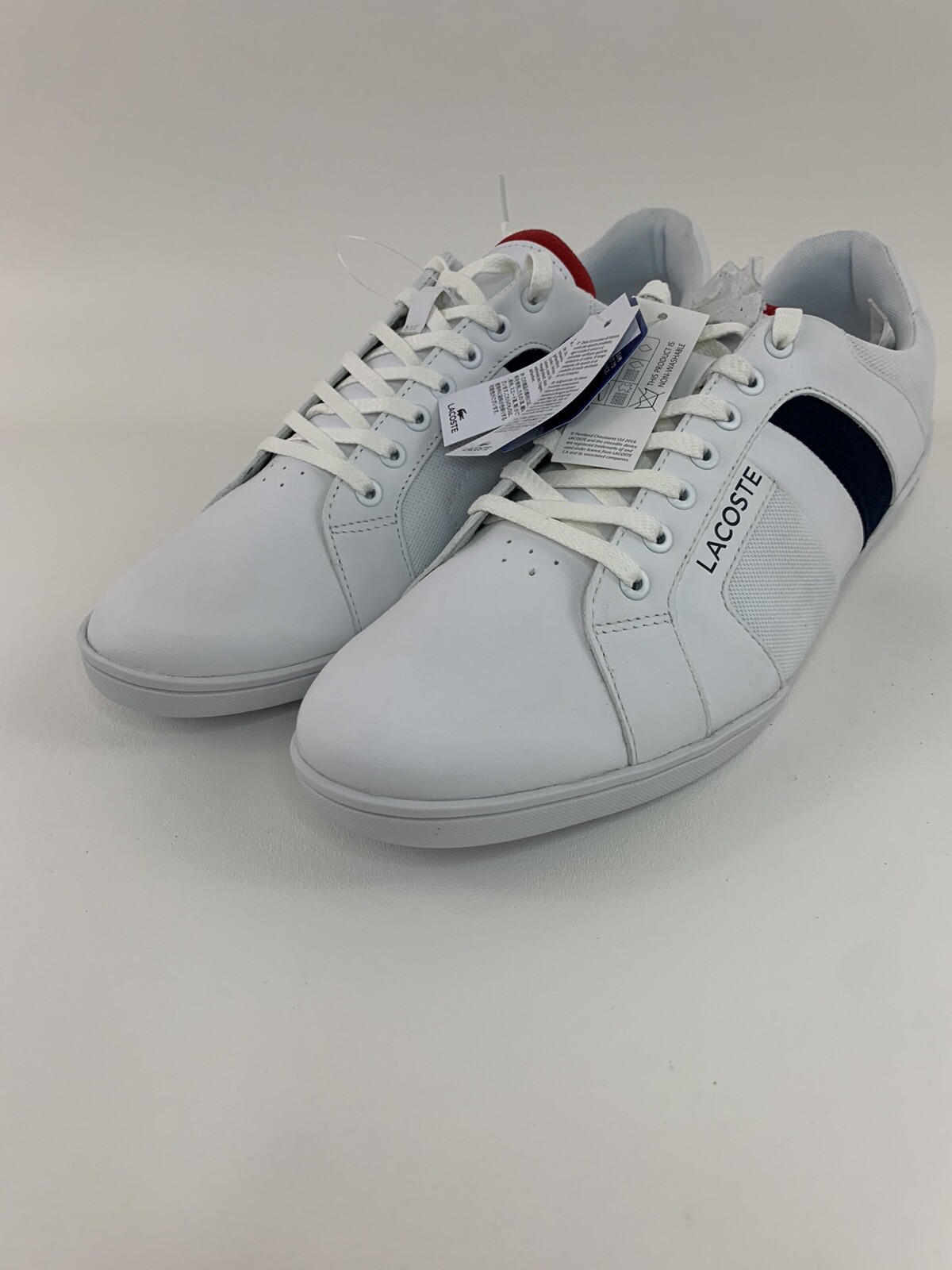 lacoste chaymon 120 White Navy Red Leathere NIB SZ 10.5