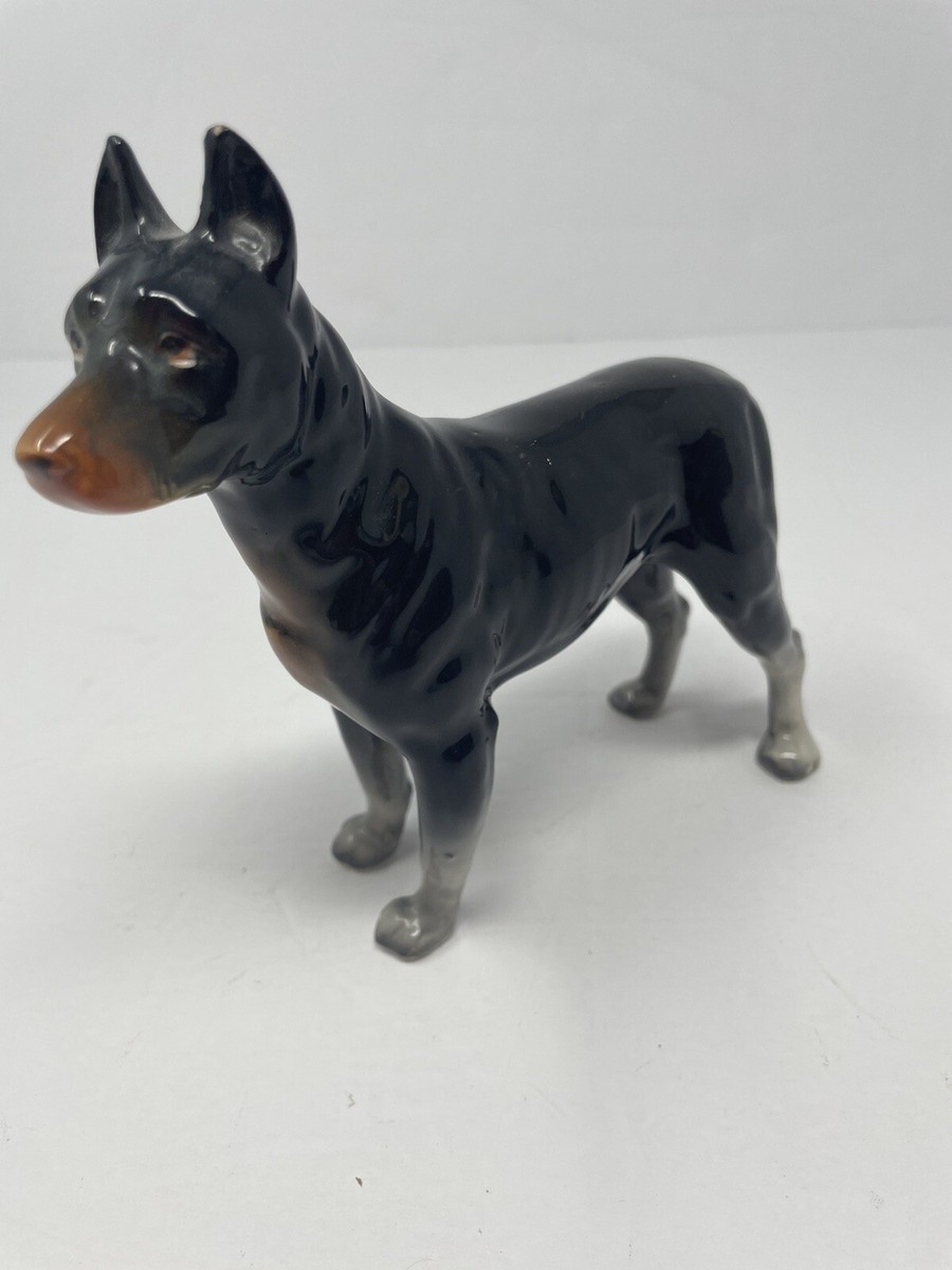 Vintage Doberman Pinscher Dog Ucogo Japan Standing Porcelain