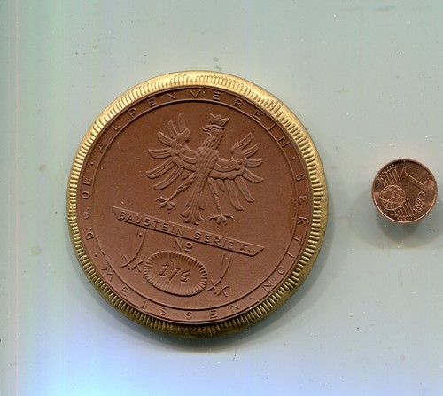 Porz.Medaille  Alpenverein Baustein  Tirol  Goldrand - Bild 2 von 2