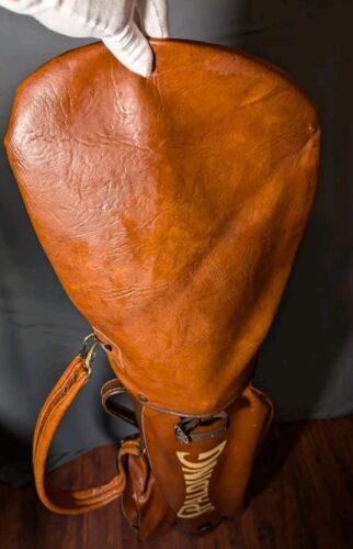 Vintage Spalding Brown Faux Leather Carry Cart Golf Bag – Excellent Condition - Picture 3 of 24