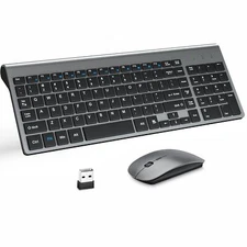 Wireless Keyboard and Mouse with Mouse Pad Ultra Slim Combo MOOJAY 2.4G USB Q...