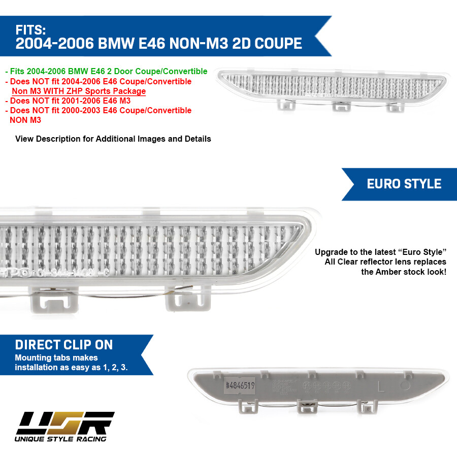 Buy For 2002-2005 BMW E46 3-Series Smoke Lens LED Side Marker Lights Signal Lamps In Walnut