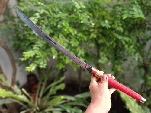Coltello da campo caccia spada tailandese fatto a mano lama forgiata 15", manico palissandro, Pod - Foto 6 di 17