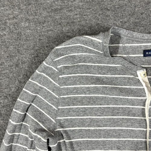 Ralph Lauren Henley Shirt Mens Size Xl Extra Large Gray Stripe Stretchy Ribbed - Picture 2 of 9