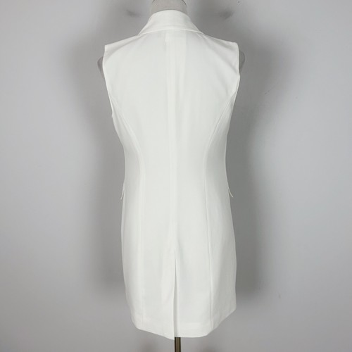 Y2K 90s INC Ivory Longline Vest Blazer Style Gold Buttons Size Small Women's - Picture 3 of 4